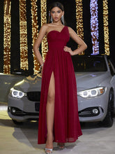 One Shoulder Pleated Party Banquet Dress